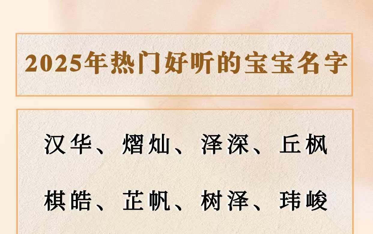 2025年热门好听的宝宝名字