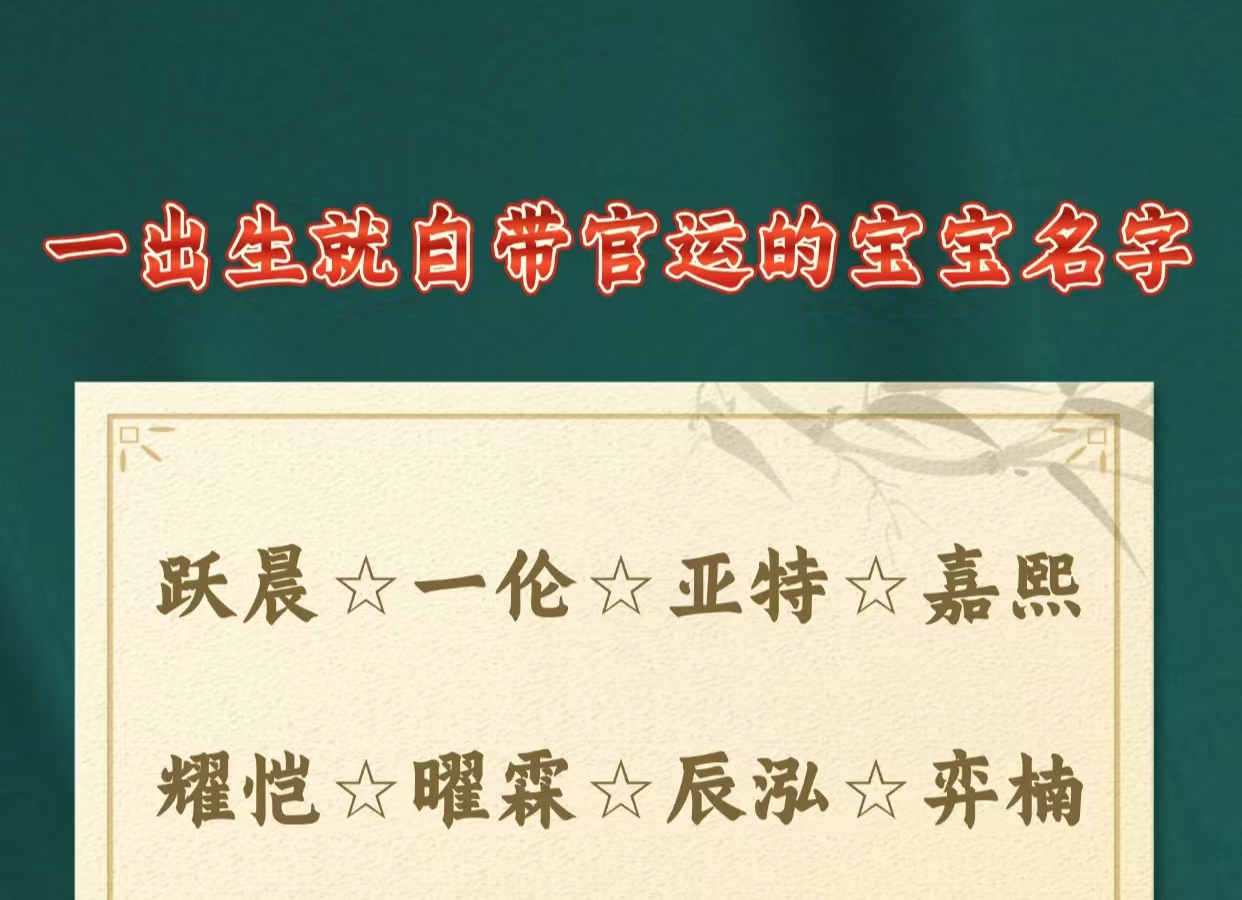 一出生就自带官运的宝宝名字